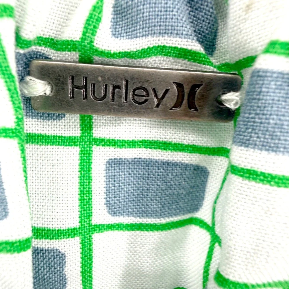 Hurley Mini Skirt Womens XL Blue Green NEW Geometric Smocked Back Logo Cool